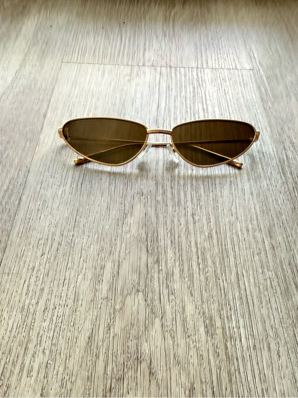 otra aster gold mirrored small slim retro modern cat eye sunglasses eyewear NEW